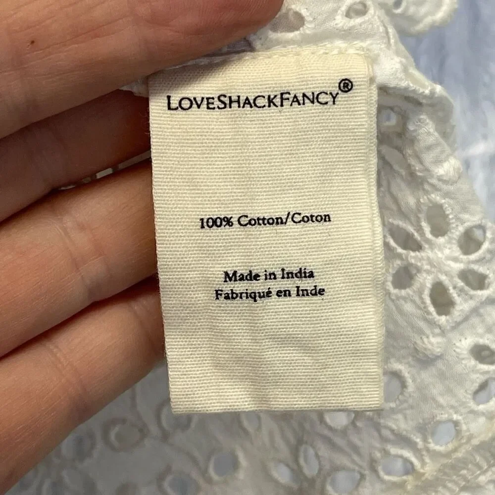LoveShackFancy White Embroidered Floral Tellaro Victorian Bryant Top Size 6